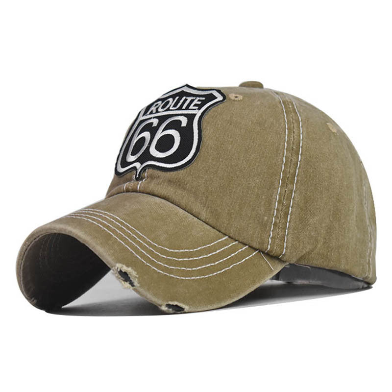 "Route 66" DISTRESSED BASEBALL CAP wholesale BY DOZEN(12PCS)