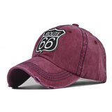 "Route 66" DISTRESSED BASEBALL CAP wholesale BY DOZEN(12PCS)