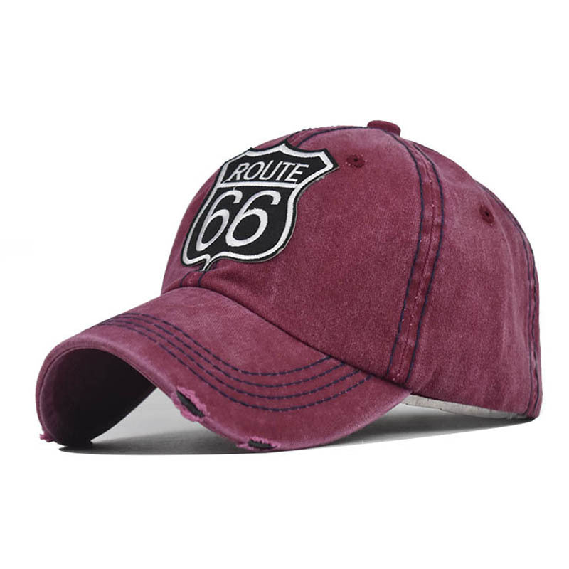 "Route 66" DISTRESSED BASEBALL CAP wholesale BY DOZEN(12PCS)