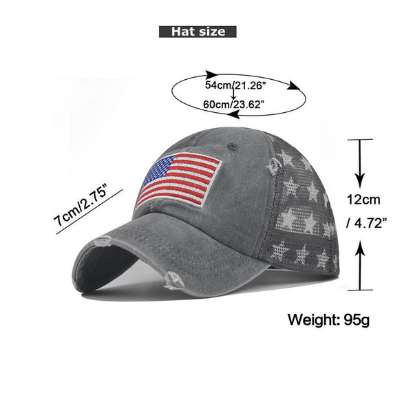 "US Flag" VENTED DISTRESSED BASEBALL CAP wholesale BY DOZEN(12PCS)