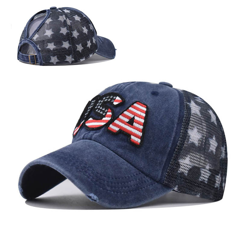 "USA" VENTED DISTRESSED BASEBALL CAP wholesale BY DOZEN(12PCS)