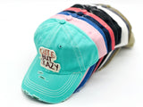 "Cute but Crazy" DISTRESSED BASEBALL CAP wholesale BY DOZEN(12PCS)