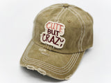 "Cute but Crazy" DISTRESSED BASEBALL CAP wholesale BY DOZEN(12PCS)