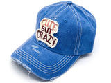 "Cute but Crazy" DISTRESSED BASEBALL CAP wholesale BY DOZEN(12PCS)