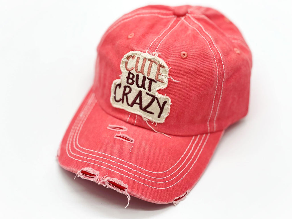 Cute but Crazy DISTRESSED BASEBALL CAP wholesale BY DOZEN(12PCS) – LJIsland