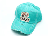 "Cute but Crazy" DISTRESSED BASEBALL CAP wholesale BY DOZEN(12PCS)