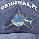 "Original, FL" Shark DISTRESSED BASEBALL CAP wholesale BY DOZEN(12pcs)