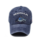 "Original, FL" Shark DISTRESSED BASEBALL CAP wholesale BY DOZEN(12pcs)