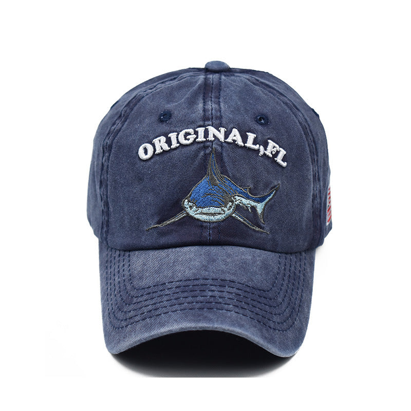 "Original, FL" Shark DISTRESSED BASEBALL CAP wholesale BY DOZEN(12pcs)