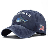 "Original, FL" Shark DISTRESSED BASEBALL CAP wholesale BY DOZEN(12pcs)