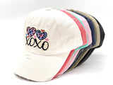 "XOXO" DISTRESSED Vintage BASEBALL CAP WHOLESALE BY DOZEN(12PCS)