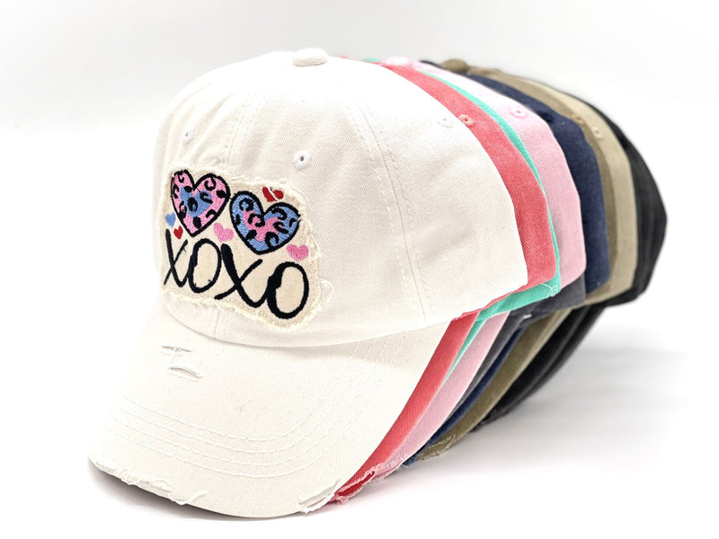 "XOXO" DISTRESSED Vintage BASEBALL CAP WHOLESALE BY DOZEN(12PCS)