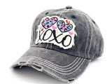 "XOXO" DISTRESSED Vintage BASEBALL CAP WHOLESALE BY DOZEN(12PCS)