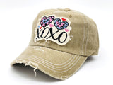 "XOXO" DISTRESSED Vintage BASEBALL CAP WHOLESALE BY DOZEN(12PCS)