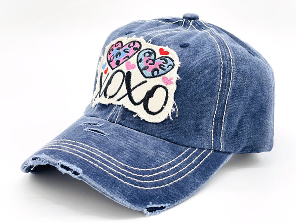 "XOXO" DISTRESSED Vintage BASEBALL CAP WHOLESALE BY DOZEN(12PCS)