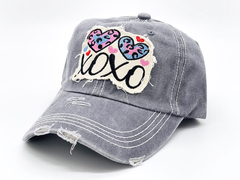 "XOXO" DISTRESSED Vintage BASEBALL CAP WHOLESALE BY DOZEN(12PCS)