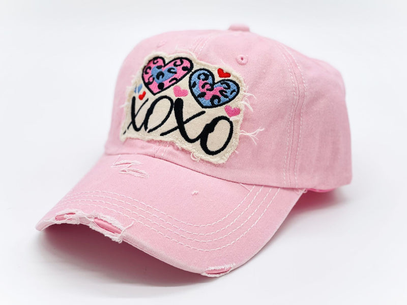 "XOXO" DISTRESSED Vintage BASEBALL CAP WHOLESALE BY DOZEN(12PCS)