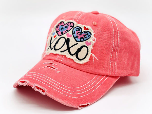 "XOXO" DISTRESSED Vintage BASEBALL CAP WHOLESALE BY DOZEN(12PCS)