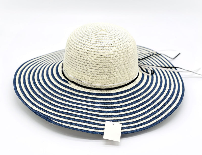 "Double Strips" wide brim women's sun hat wholesale