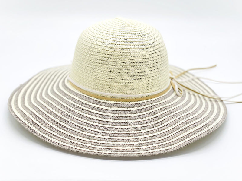 "Double Strips" wide brim women's sun hat wholesale