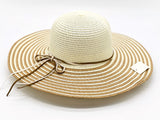 "Double Strips" wide brim women's sun hat wholesale