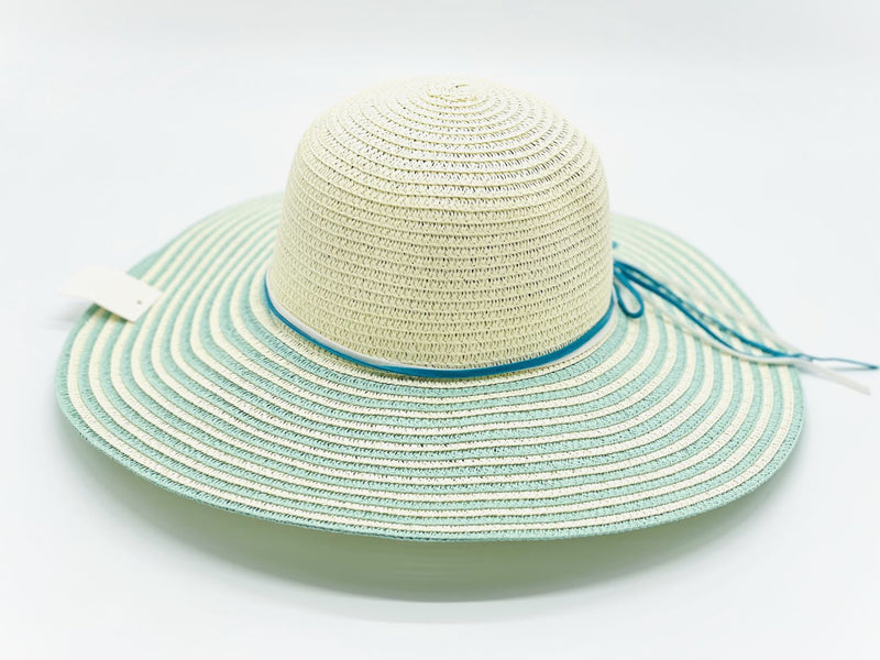 "Double Strips" wide brim women's sun hat wholesale