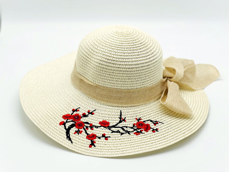 "EMBROIDERED" WIDE BRIM WOMEN'S SUN HAT WHOLESALE