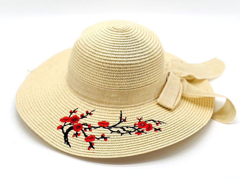 "EMBROIDERED" WIDE BRIM WOMEN'S SUN HAT WHOLESALE