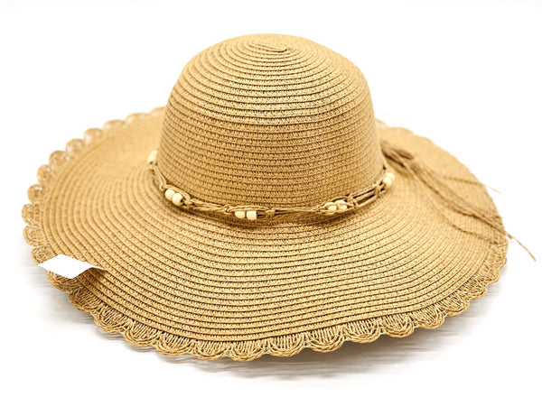 "wooden bead band" WIDE BRIM WOMEN'S SUN HAT WHOLESALE