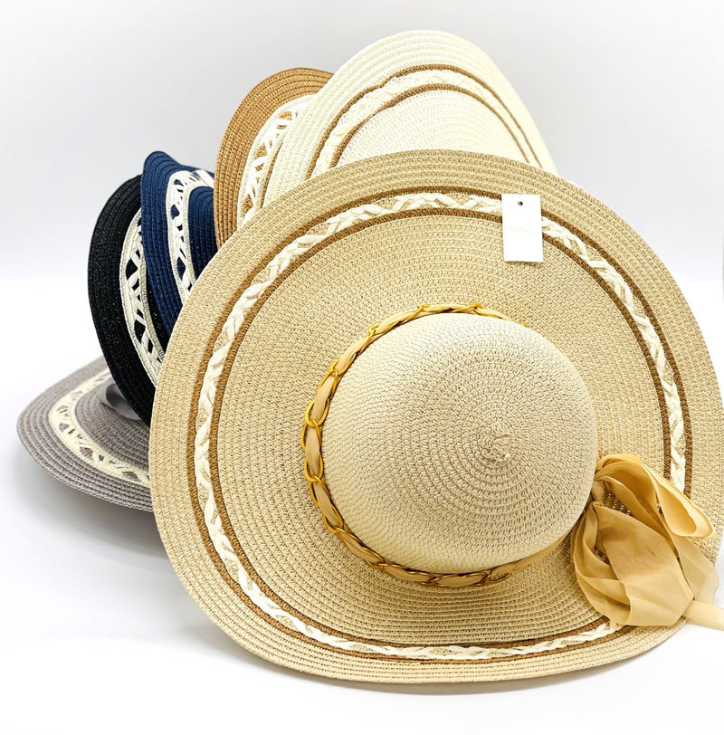 "White Loop" WIDE BRIM WOMEN'S SUN HAT WHOLESALE