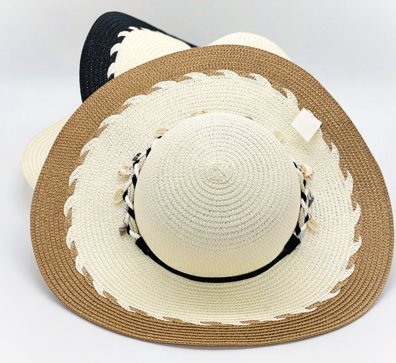 "Sea Shell Band" WIDE BRIM WOMEN'S SUN HAT WHOLESALE