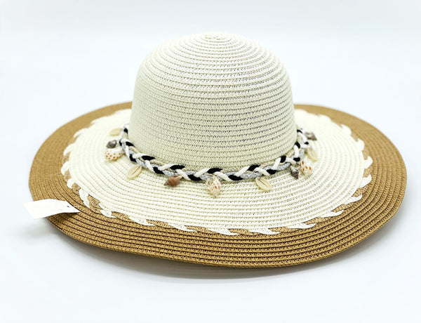 "Sea Shell Band" WIDE BRIM WOMEN'S SUN HAT WHOLESALE